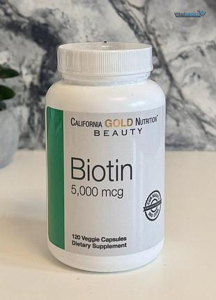 California Gold Nutrition Biotin 5,000 mcg 120 Veggie Capsules