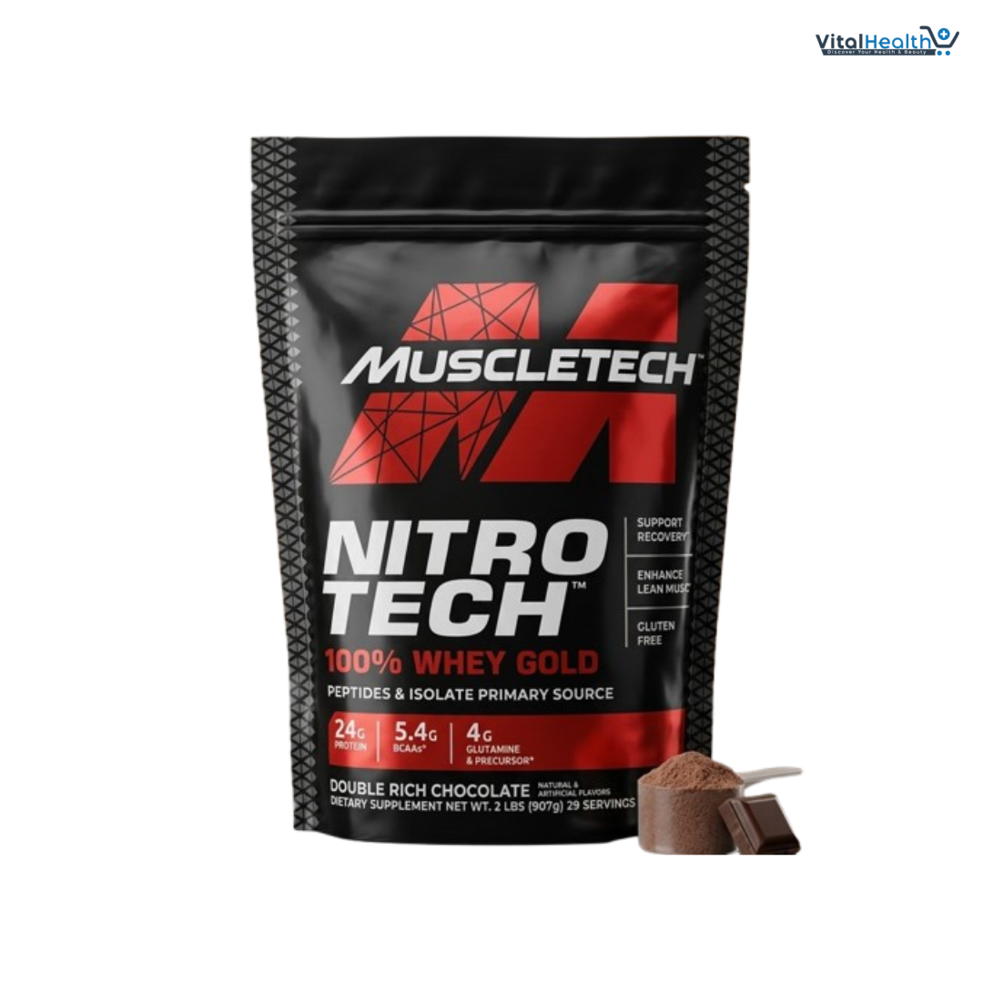 MUSCLETECH NITRO-TECH 100% Whey Gold Protein Powder 2lbs – Premium Whey Blend for Muscle Recovery & Lean Muscle Support