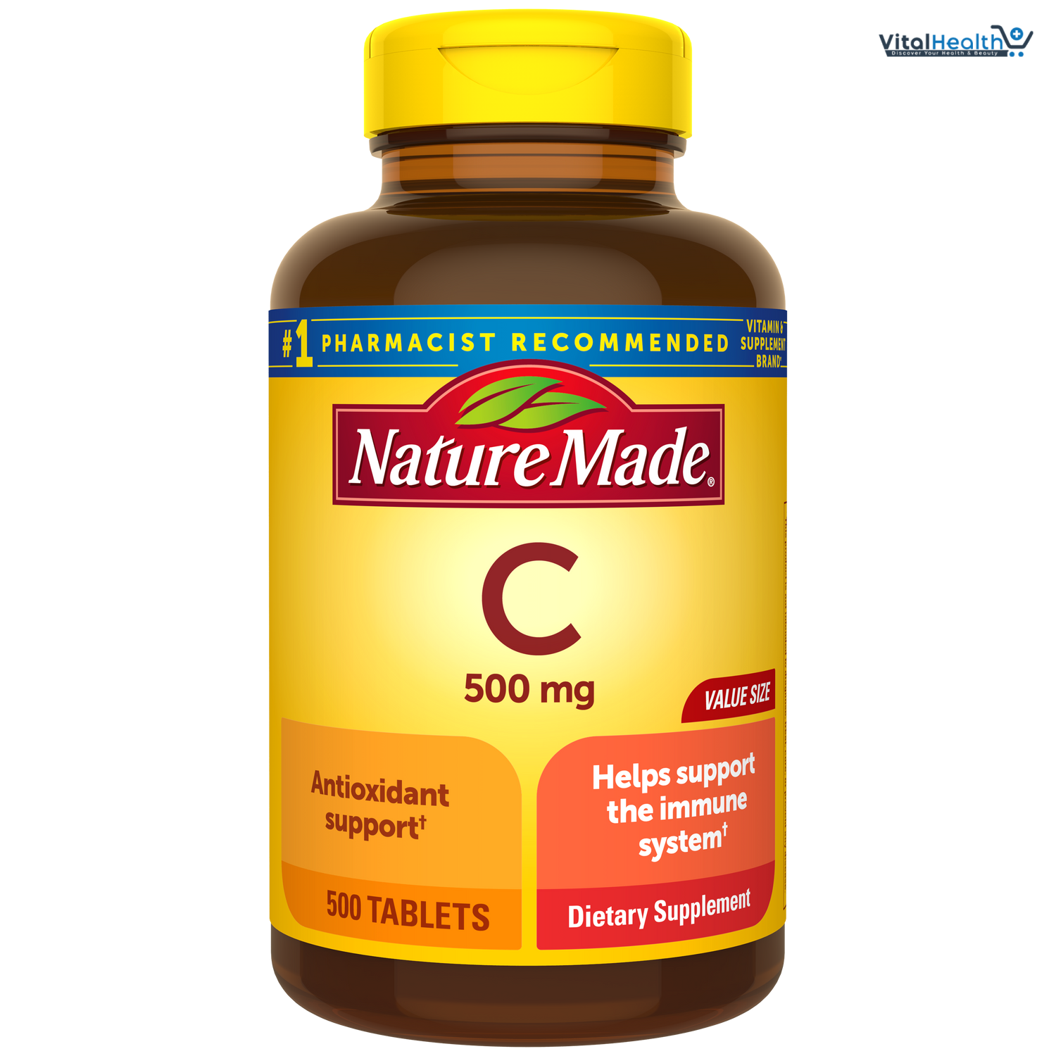 Nature Made Vitamin C 500 mg, Dietary Supplement for Immune Support, 100 Tablets, 100 Day Supply