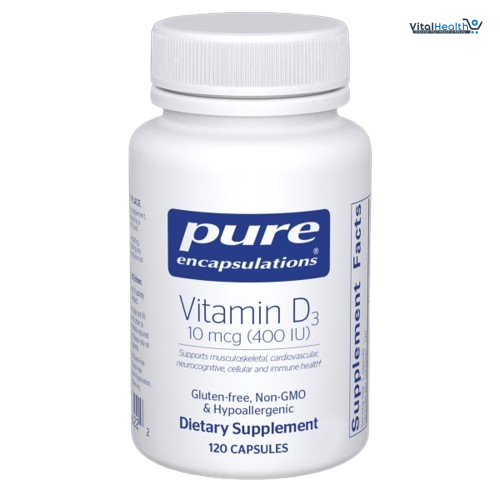 Pure Encapsulations Vitamin D3 10 mcg (400 IU) - Supplement to Support Bone, Joint, Breast, Heart, Colon & Immune Health - with Premium Vitamin D - 120 Capsules