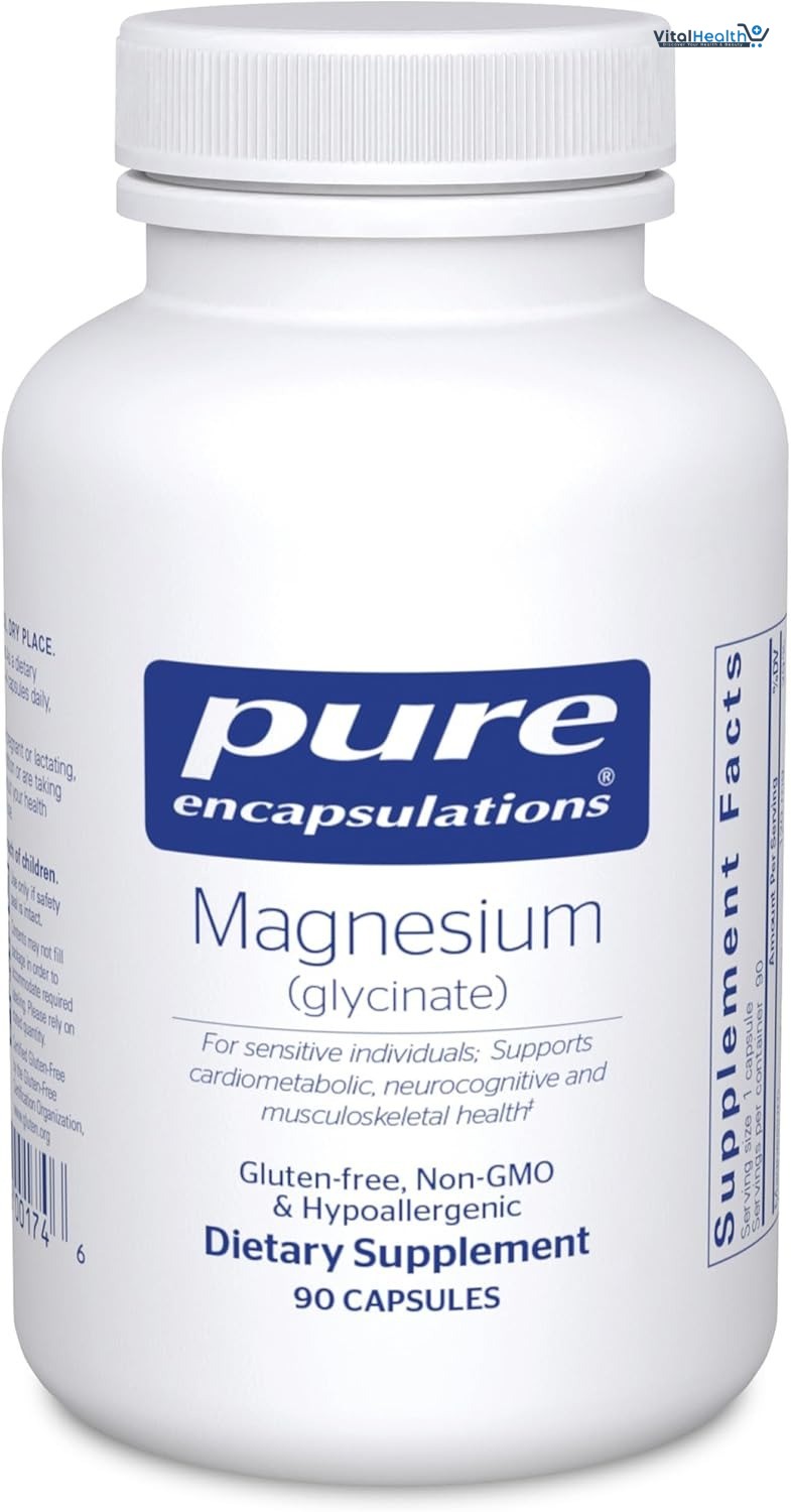 Pure Encapsulations Magnesium (Glycinate) - Supplement to Support Stress Relief, Sleep, Heart Health, Nerves, Muscles, and Metabolism* - with Magnesium Glycinate - 90 Capsules
