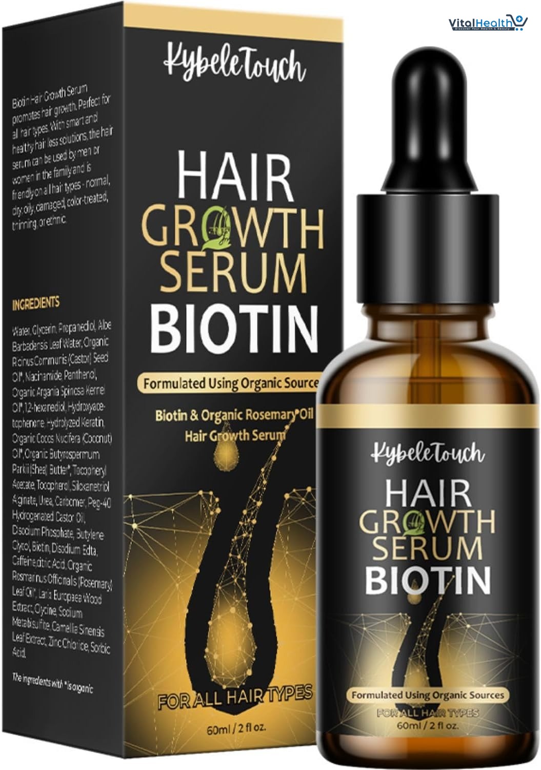 Hair Growth Serum 100% Natural Organic Hair Growth Oil with Biotin, Keratin, Caffeine, Rosemary, Castor, Argan, Coconut Oil, Hair Loss Treatment For Men,Women