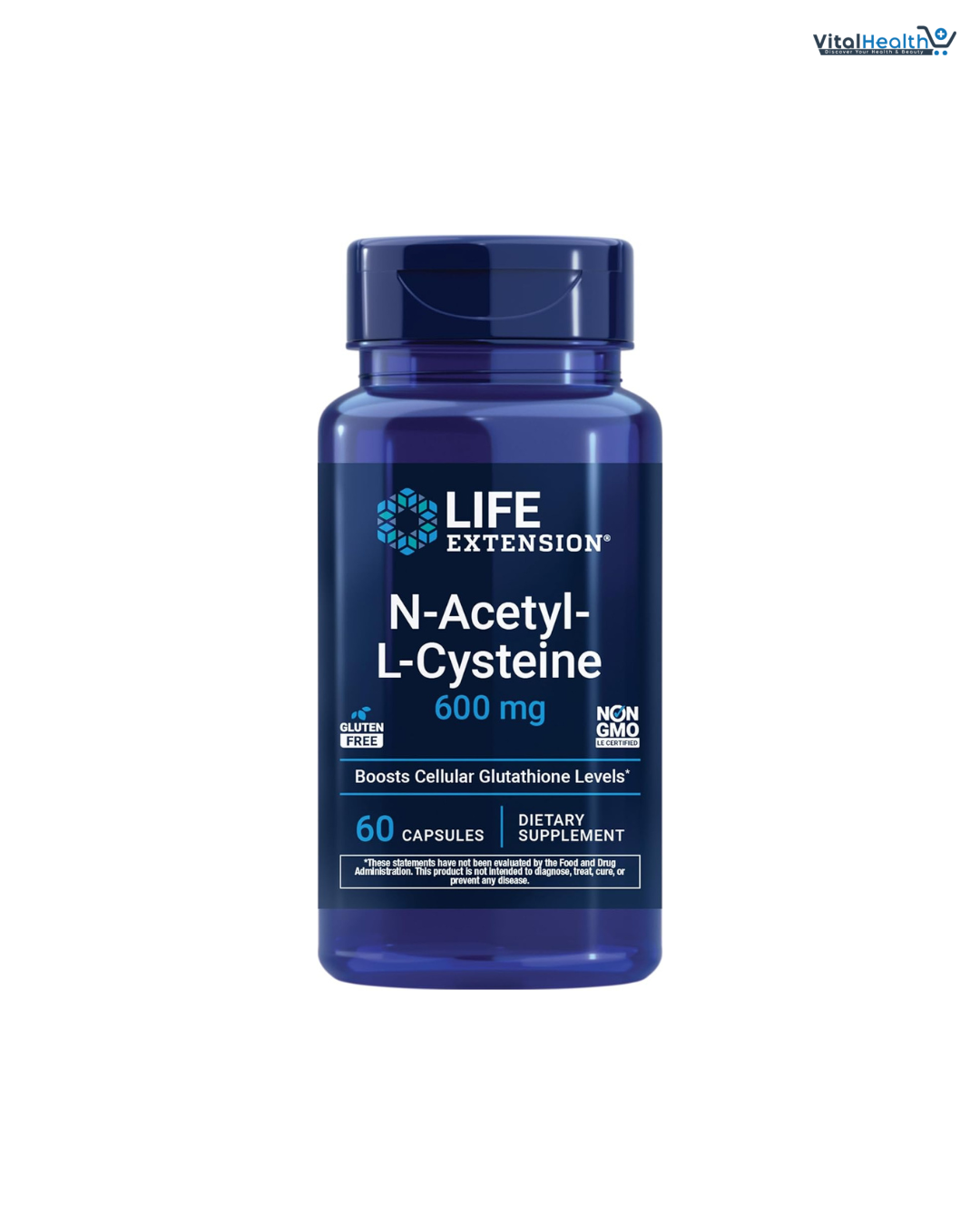 Life Extension N-Acetyl-L-Cysteine (NAC), Immune, Respiratory, Liver Health, NAC 600 mg, Potent antioxidant Support, Free-radicals, Easy to Absorb, 60 Capsules