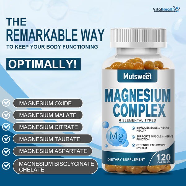 MUTSWEET Premium Magnesium Complex 500mg _ 120 Capsules _ For Bone, Muscle and Heart Health