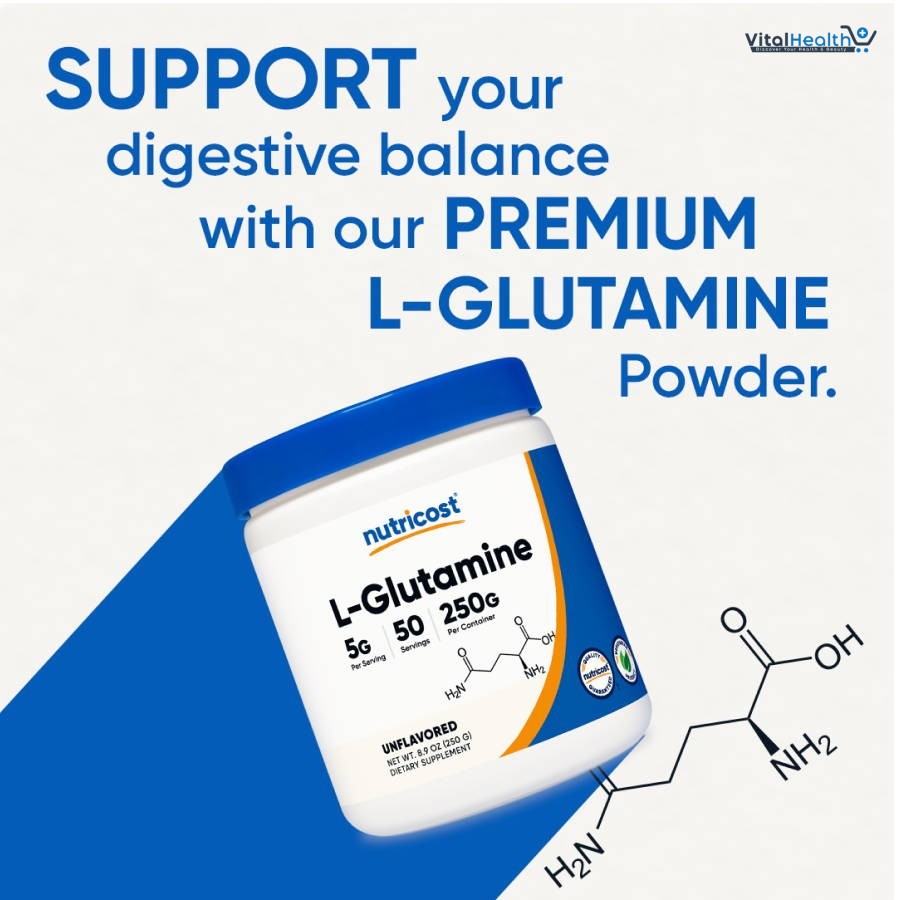 Nutricost L-Glutamine Powder - Gluten Free & Non-GMO (500 g, Unflavored)