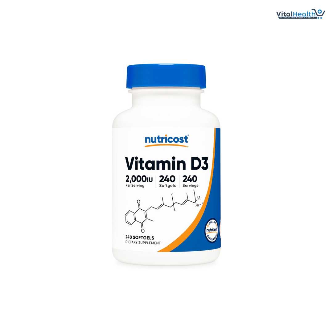 Nutricost Vitamin D3 2000 iu Softgels, 240 Softgels - Non-GMO & Gluten Free