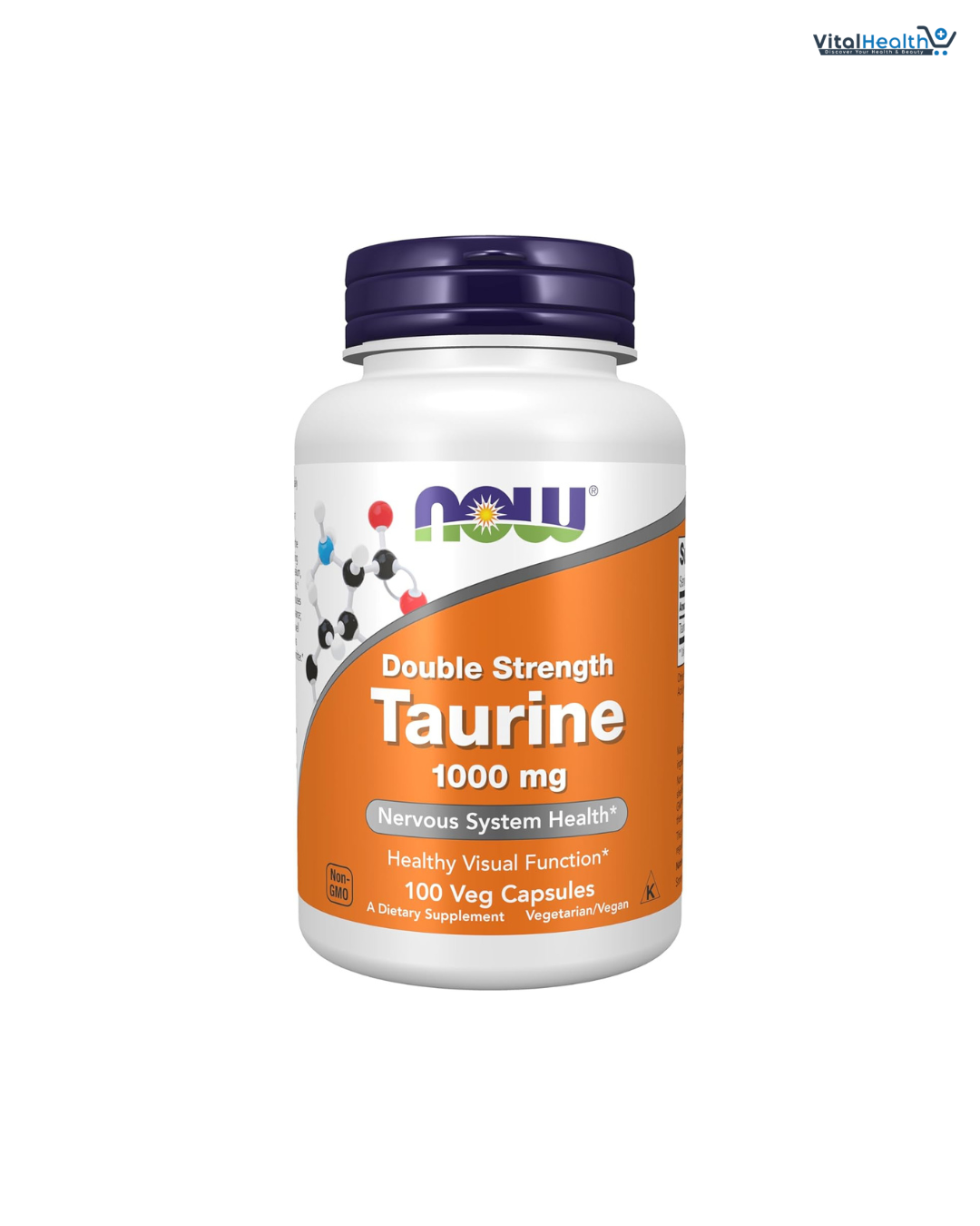 NOW Supplements, Taurine 1,000 mg, Double Strength, Nervous System Health, 100 Veg Capsules