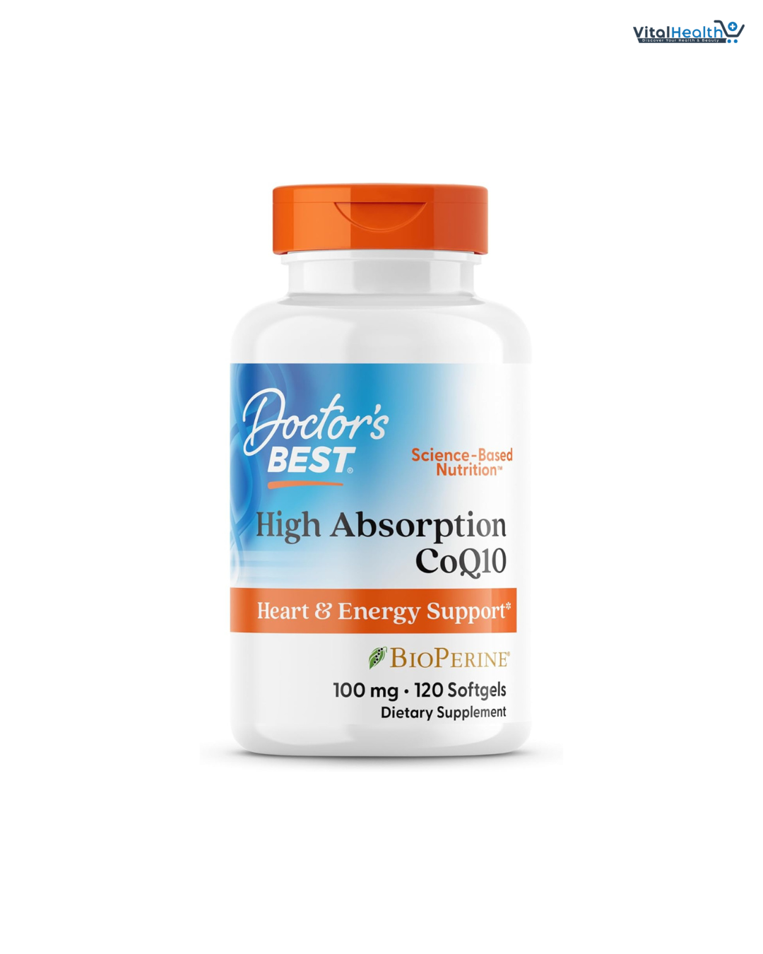 Doctor's Best High Absorption CoQ10 with BioPerine, Gluten Free, Naturally Fermented, Heart Health, Energy Production, 100 mg, 120 Count