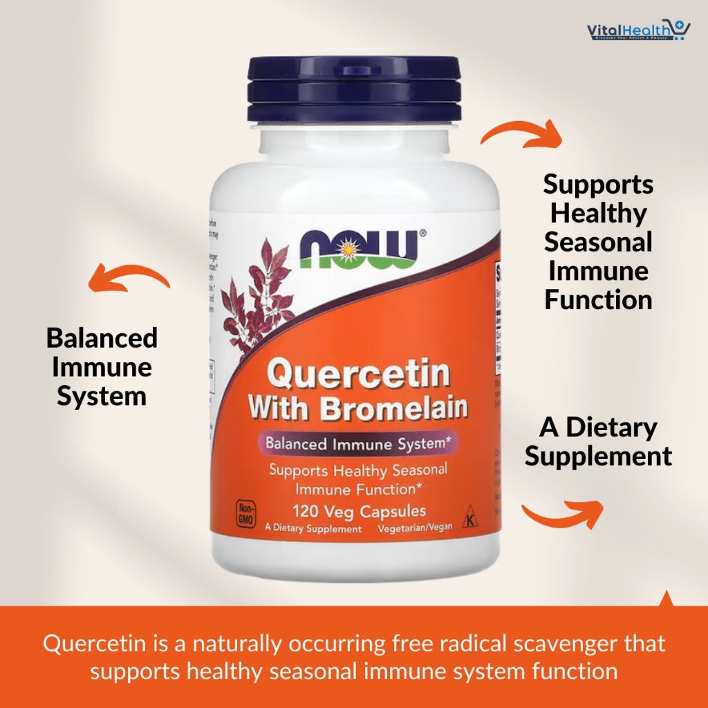 NOW Foods Supplements, Quercetin with Bromelain, Balanced Immune System, 120 Veg Capsules