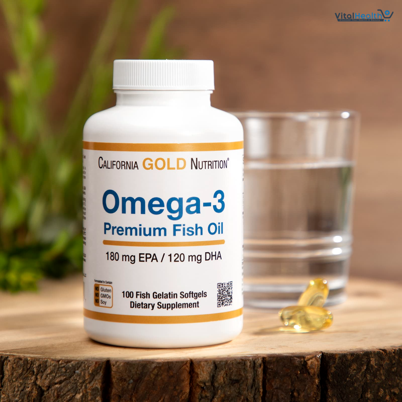 California Gold Nutrition Omega-3 Premium Fish Oil, Concentrated Formula with EPA & DHA, Support for Optimal Lipid Profile & Immune System, Gluten Free, Non-GMO, 100 Fish Gelatin Softgels