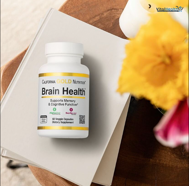 California Gold Nutrition Brain Health with Alpha-Glycerophosphorylcholine Calcium Phosphorus and Phosphatidyl serine 60 Veggie Capsules