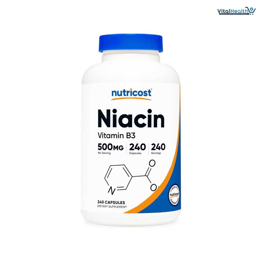 Nutricost Niacin (Vitamin B3) 500mg, 240 Capsules - with Flushing, Non-GMO, Gluten Free