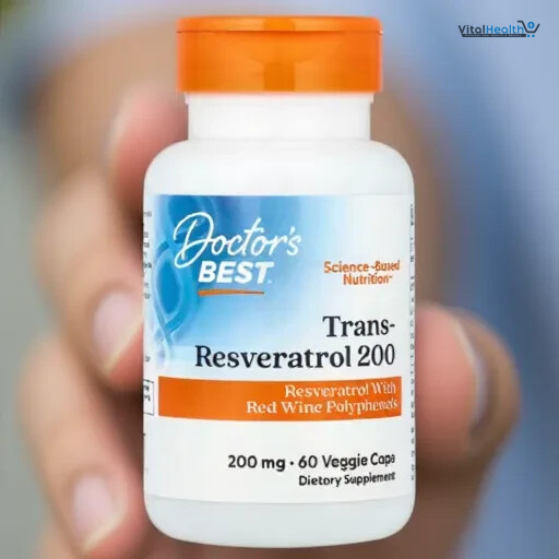 Doctors Best Trans-Resveratrol 200, Resveratrol with Red Wine Polyphenol (ResVinol), Non-GMO, Gluten Free, Soy Free, Vegan 60 Veggie Caps