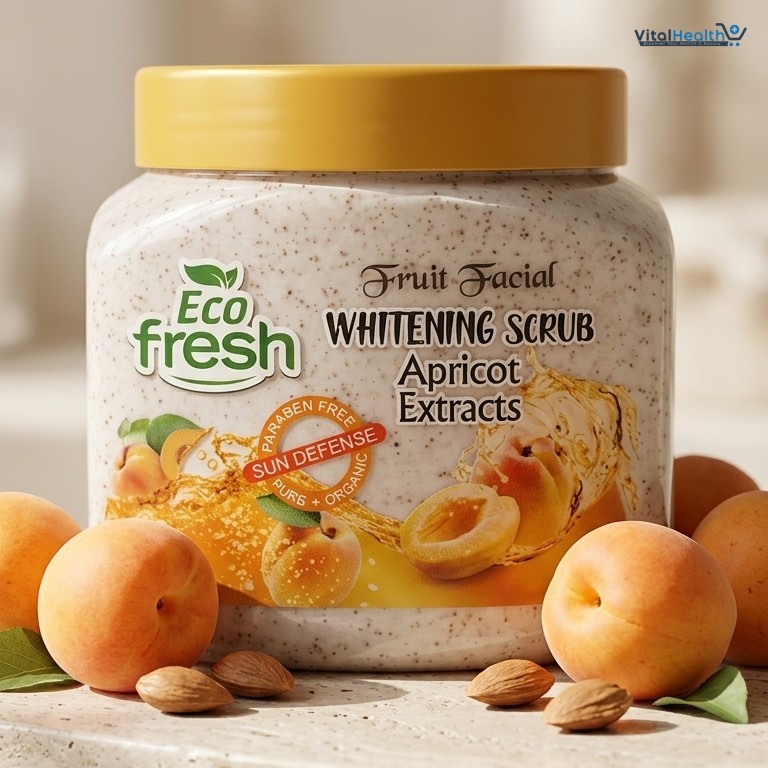 Eco Fresh Whitening Scrub 300ML – Deep Cleansing & Brightening Face and Body Scrub (Apricot Extracts)