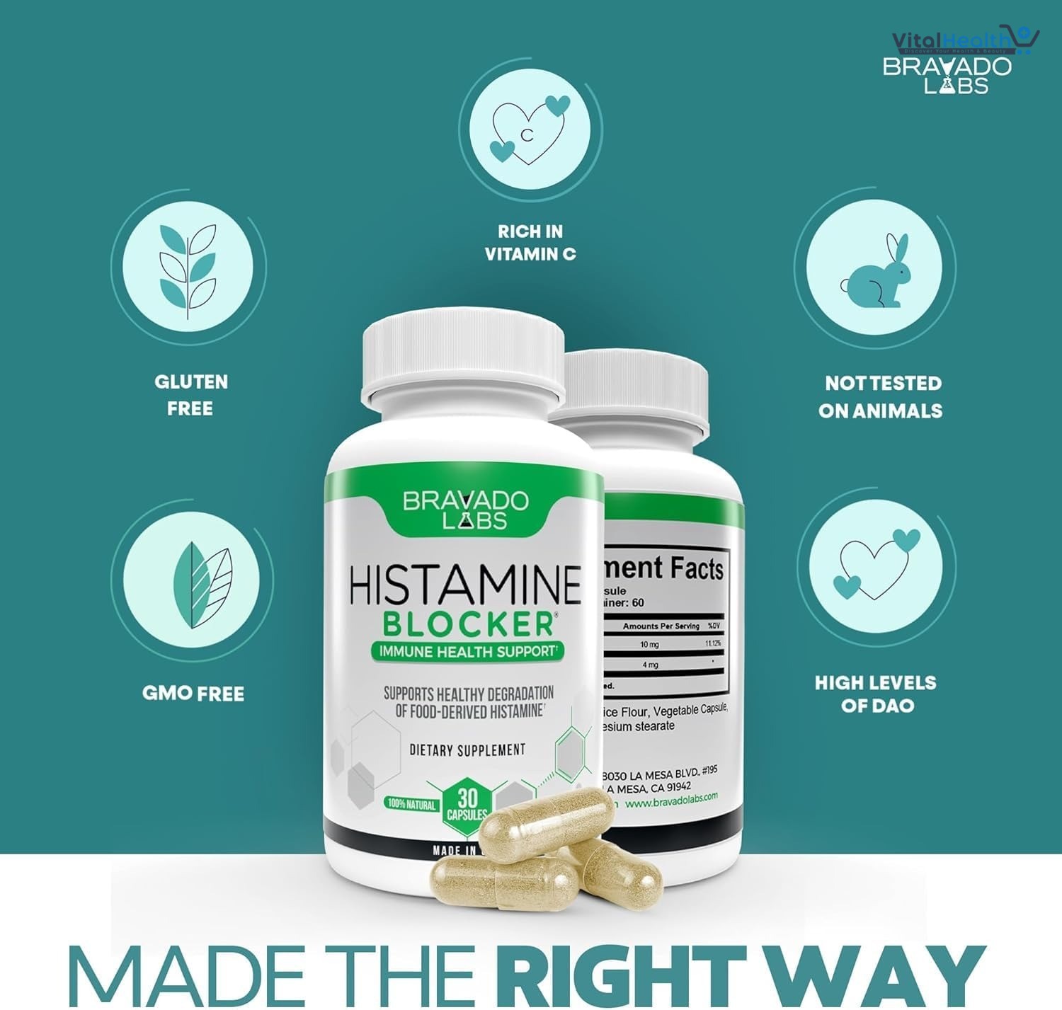 DAO Enzyme Supplements Histamine Blocker – Natural Digestive Aid with Vitamin C