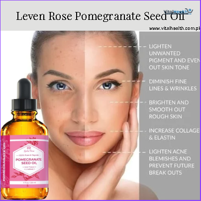 Leven Rose Pomegranate Seed Oil, 100% Pure Unrefined Cold Pressed Antioxidant Moisturizer for Hair Skin and Nails 1 oz
