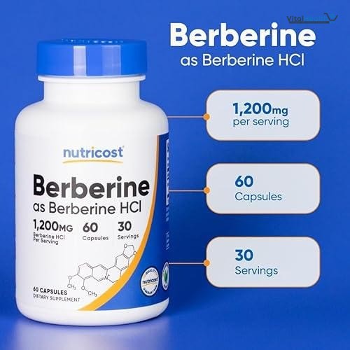 Nutricost Berberine HCl 1200mg , 60 Vegetarian Capsules - Gluten Free & Non-GMO