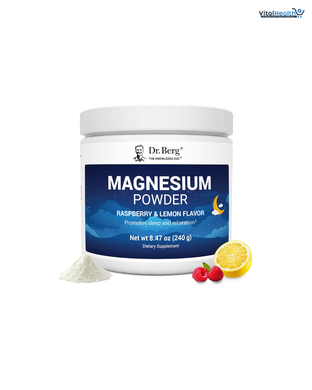 Dr. Berg Magnesium Glycinate Powder for Sleep, Relaxation, & Stress Relief - Now Includes Vitamin D3 & Zinc - Delicious Raspberry & Lemon Flavor (50 Servings) Magnesium Powder - Magnesium Drink Powder