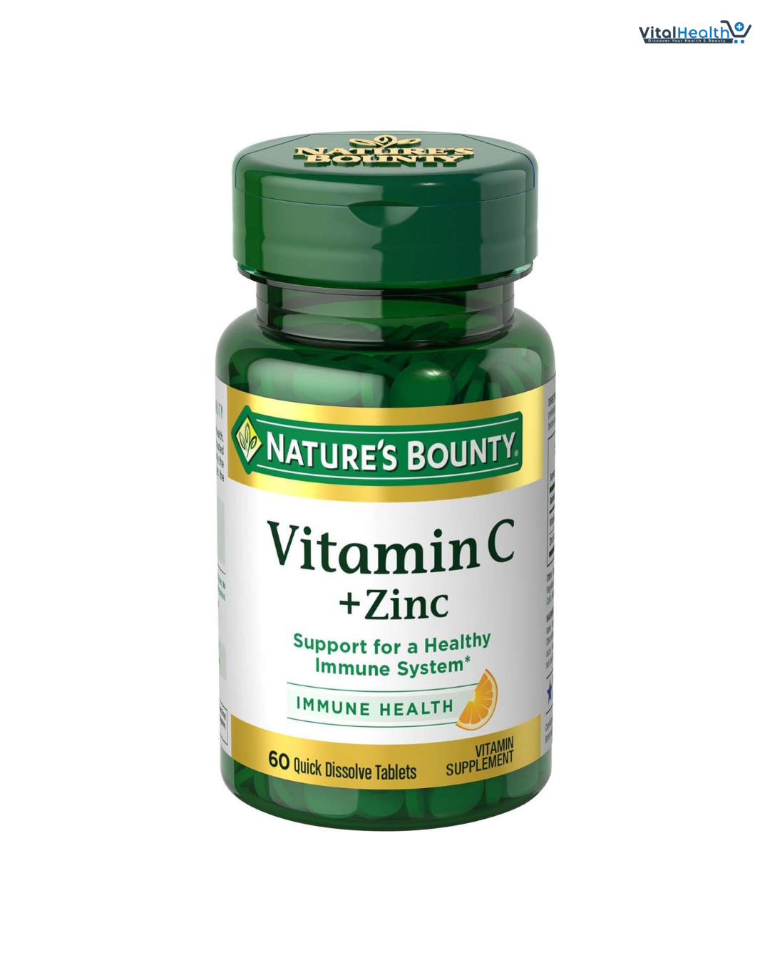 Nature's Bounty Vitamin C + Zinc, Vitamin Supplement, Supports Immune Health, 60 mg, 60 Tablets