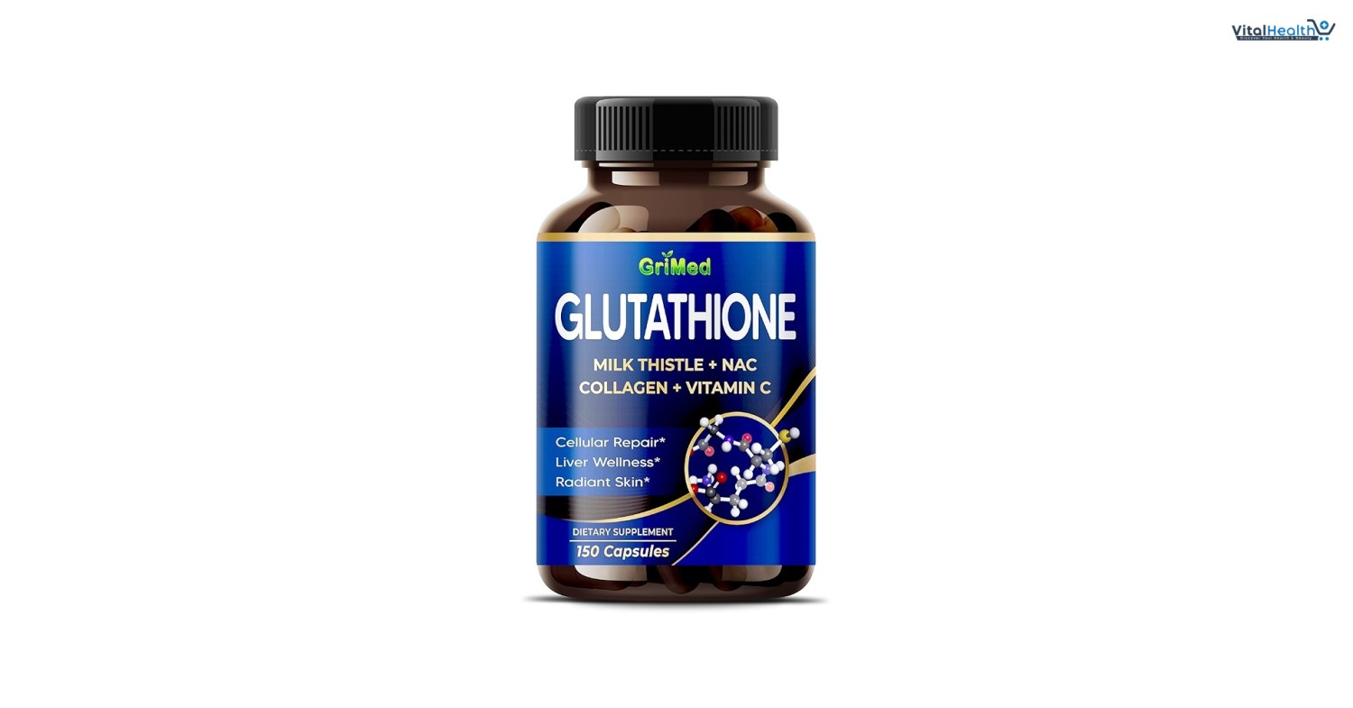 GriMed Glutathione 11,200mg - X10 Power with Milk Thistle, NAC, Collagen, Vitamin C - Cellular Wellness, Radiant Skin - USA Made & Tested 150 Count