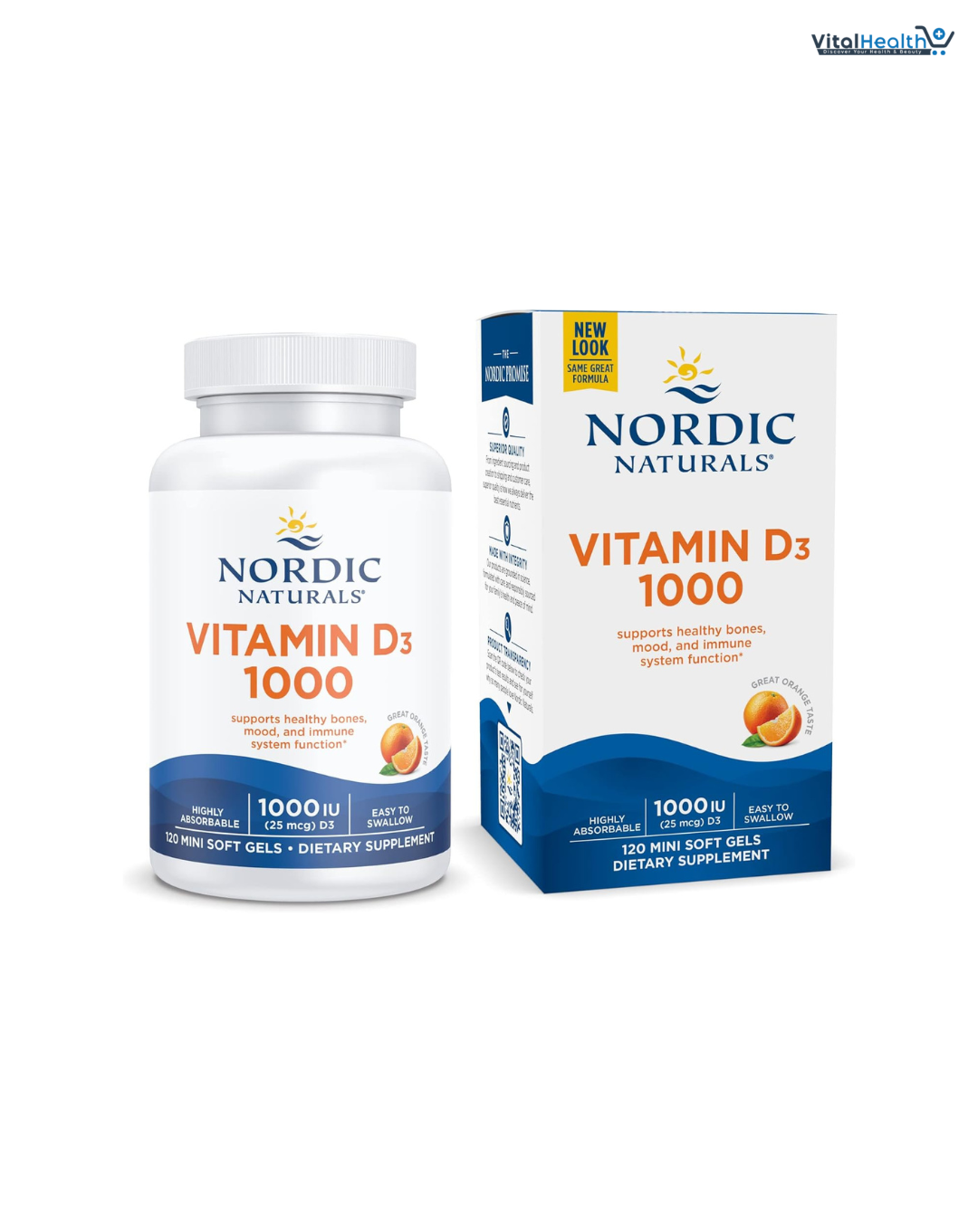 Nordic Naturals Vitamin D3 1000, Orange - 120 Mini Soft Gels - 1000 IU Vitamin D3 - Supports Healthy Bones, Mood & Immune System Function - Non-GMO - 120 Servings