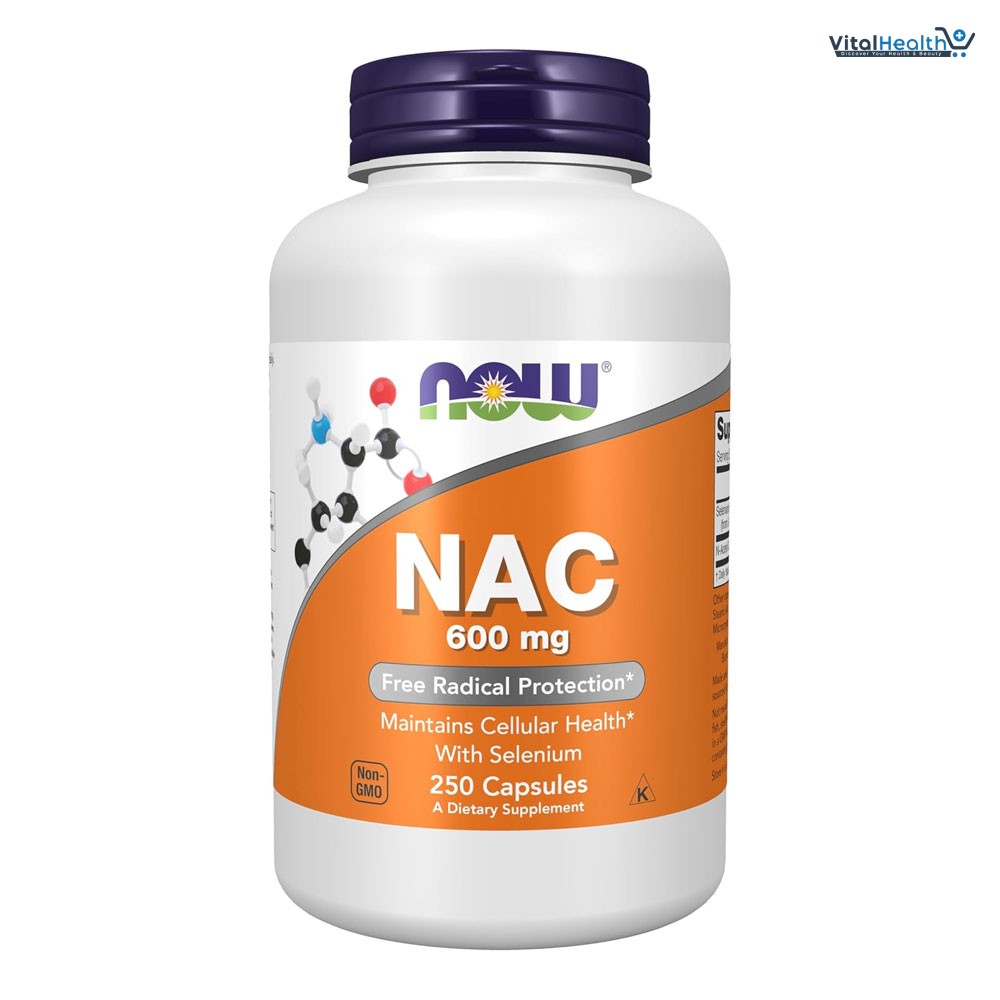 NOW Supplements, NAC (N-Acetyl Cysteine) 600 mg with Selenium, 250 Veg Capsules