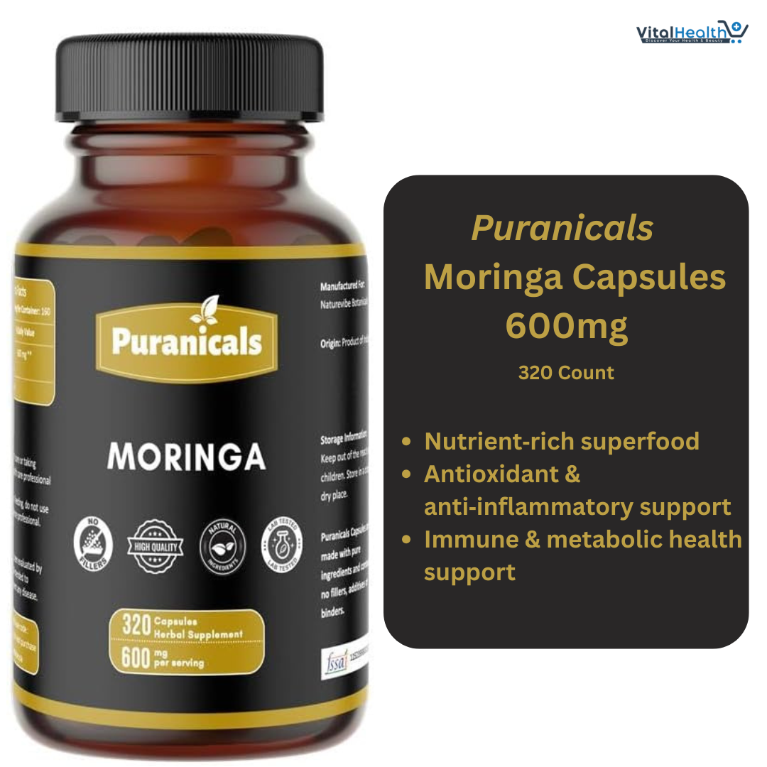 Moringa Premium 320 Capsules Non GMO and Gluten Free | Herbal Supplement | 600 mg Per Serving | Made with Herb Moringa Leaf Powder