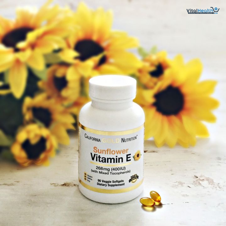 California Gold Nutrition Sunflower Vitamin E with Mixed Tocopherols, 400 IU, 90 Veggie Softgels