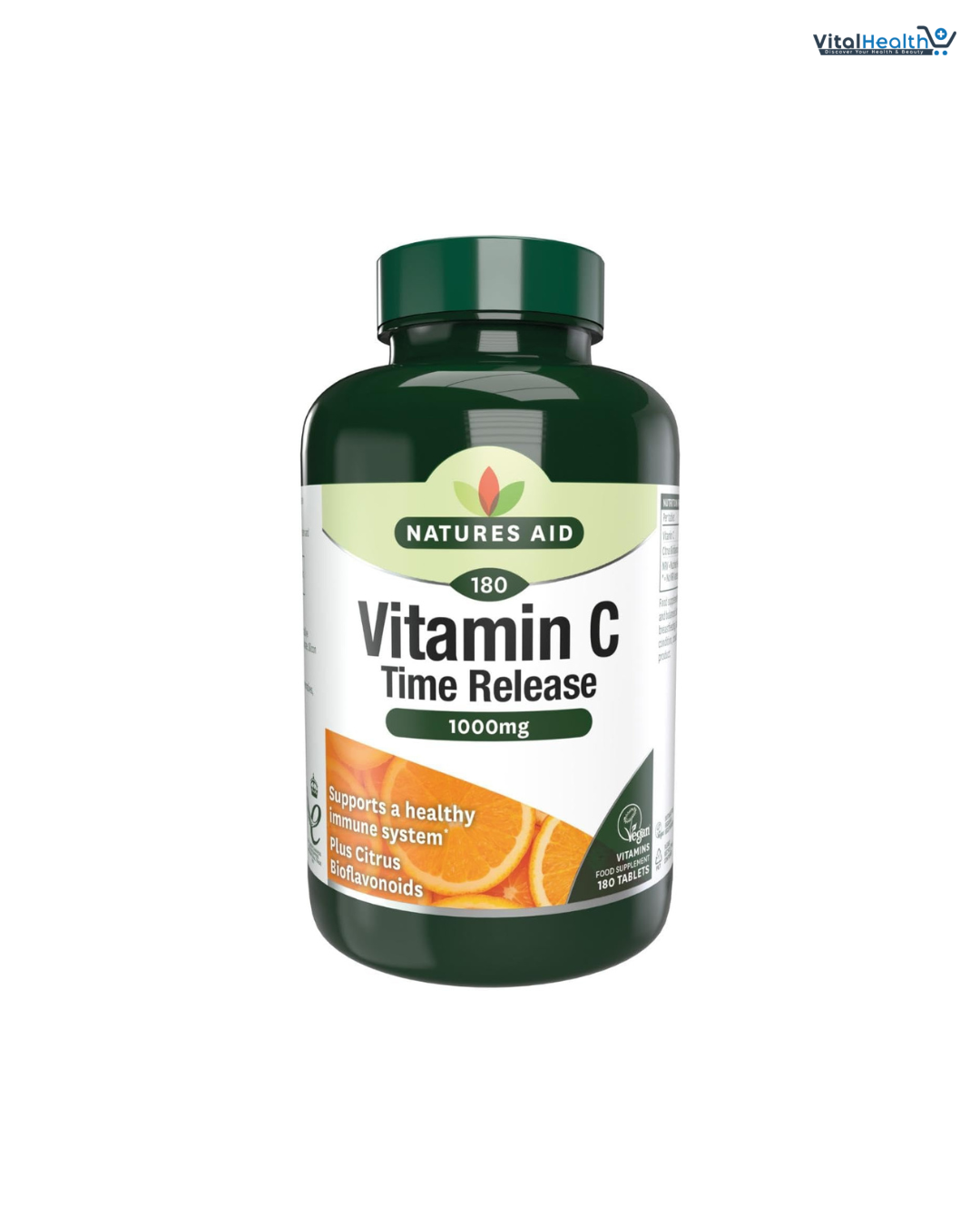 Natures Aid Vitamin C 1000mg Time Release - High Strength with Bioflavonoids 180 Tablets