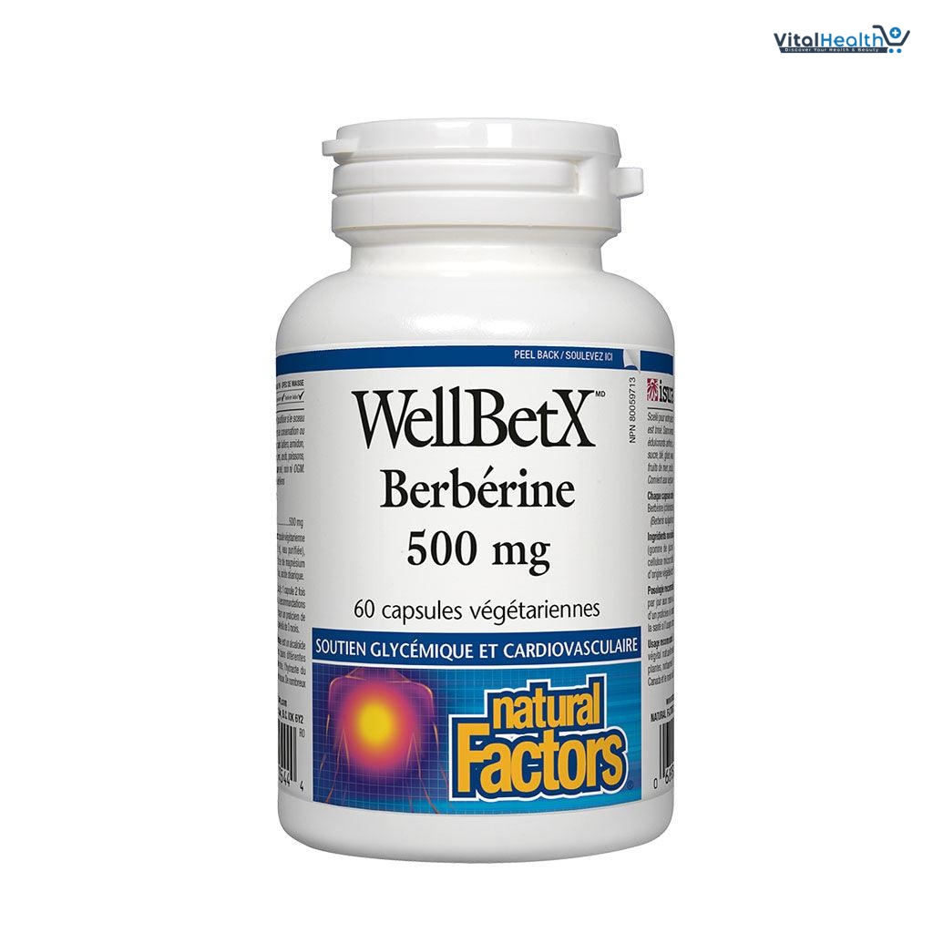 Natural Factors WellBetX Berberine 500mg - Supports Metabolic Health - Formula Supports Healthy Heart  - 120 Capsules
